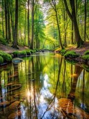 Obraz premium Water flows gently through the forest floor