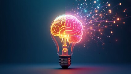 Brain power light bulb idea concept for creativity and innovation art