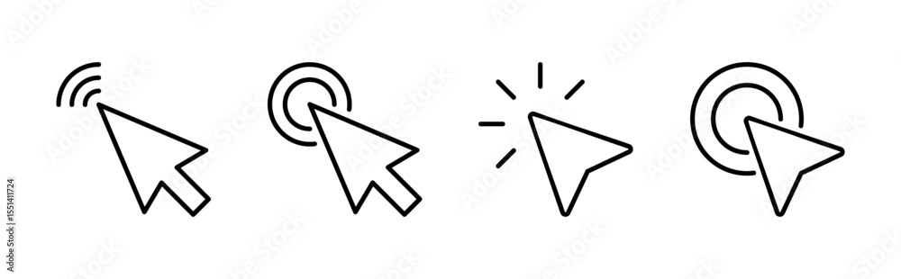 Poster click icon set. pointer arrow icon. cursor icon vector