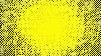 Abstract background featuring halftone pattern with black dots on vibrant yellow gradient