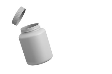 White medicine bottle on white background. Isolated 3D illustration