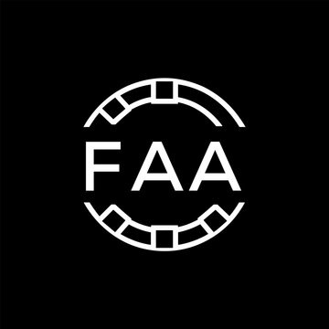 FAA Creative Letter mark Badge Logo Design, FAA Later Logo, Geometric Monogram Logo on Black Background, FAA  Later Logo, Contemporary Minimal Logo for Business Identity.
