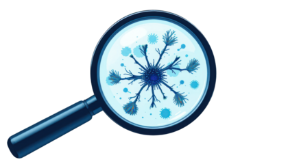 Magnifying Glass Focusing on Microorganisms and Cells for Science and Education Purposes