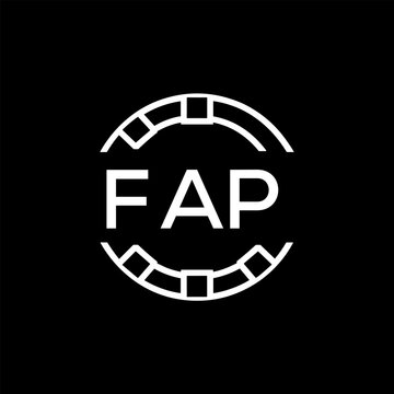 FAP Creative Letter mark Badge Logo Design, FAP Later Logo, Geometric Monogram Logo on Black Background, FAP  Later Logo, Contemporary Minimal Logo for Business Identity.
