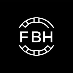 FBH Creative Letter mark Badge Logo Design, FBH Later Logo, Geometric Monogram Logo on Black Background, FBH  Later Logo, Contemporary Minimal Logo for Business Identity.
