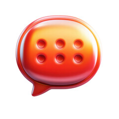Fototapeta premium Red Hot Chat Bubble Icon Shiny Glossy Dialogue Message Modern UI Design on transparent background