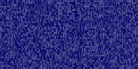 numbers 01 on blue numerical code sequence for data science and software development, with dynamic numbers crunching and data processing on tech background
