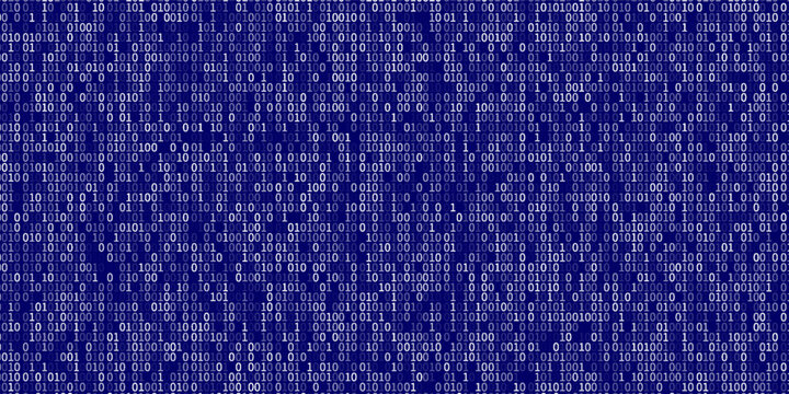 numbers 01 on blue numerical code sequence for data science and software development, with dynamic numbers crunching and data processing on tech background