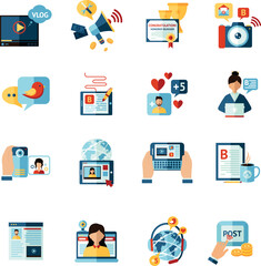 Social content vector pack with video, sound, and music tools