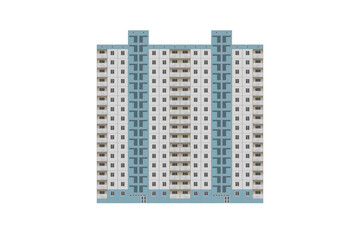 Sixteen-storey panel apartment building is isolated.