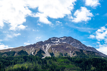 Fototapeta premium Panoramic view Marienberg mountain alpine landscape in Alps Tyrol Austria.