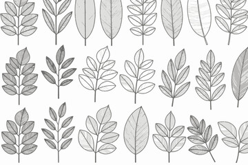 Botanical Line Art Illustration- Delicate Leaves and Branches- Black and White Nature Inspired Design- Perfect for Wallpaper and Creative Projects- Stylish Foliage Elements