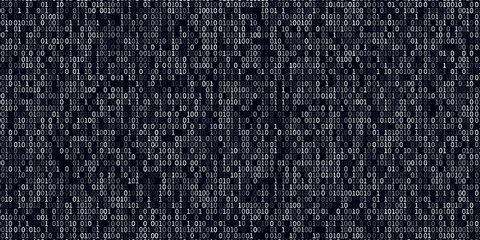 numbers 01 on blue numerical code sequence for data science and software development, with dynamic numbers crunching and data processing on tech background