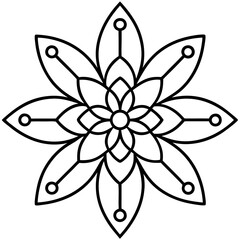 Minimal Rangoli Line Art Vector
