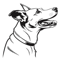 Majestic Dog Portrait A Canine Companion's Profile in Striking Black and White Line Art Depicting Loyalty and Alertness