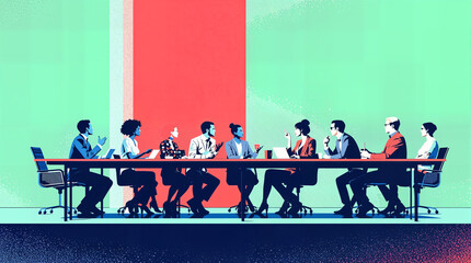 Creative Team Meeting Pop Art Corporate Scene