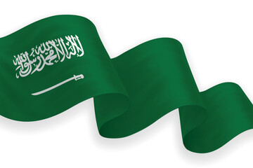 Saudi Arabia national flag waving on white background