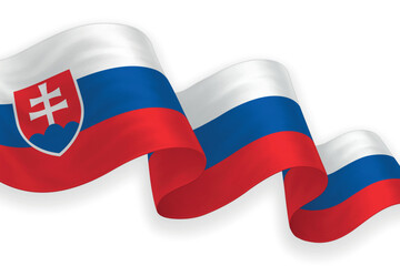 Slovakia national flag waving on white background