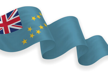 Tuvalu national flag waving on white background