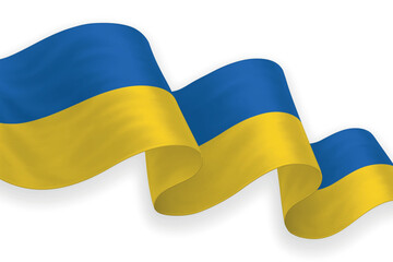 Ukraine national flag waving on white background