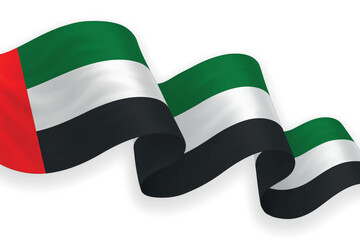 United Arab Emirates national flag waving on white background