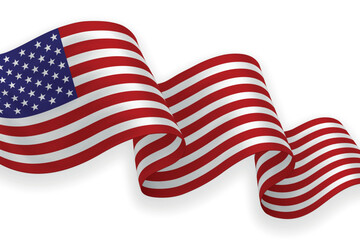 United States national flag waving on white background
