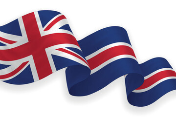 United Kingdom national flag waving on white background