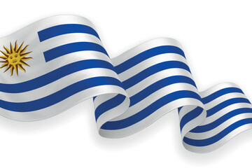 Uruguay national flag waving on white background
