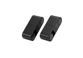 CloseUp of Two Matte Black Rectangular Objects isolated on transparent background