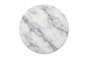 Round marble plate on transparent background for product placement