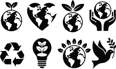 vector illustration of a set of ecology symbols