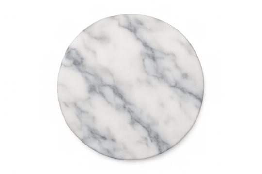 Round marble plate on transparent background for product placement