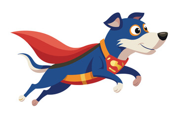 A Cartoon Dog Dressed as Superman Leaping Through the Air with a Cape and a Superman Logo