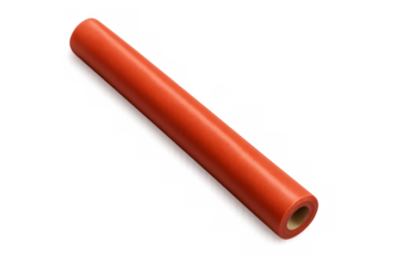 Orange wrapping paper roll on transparent background for easy isolation