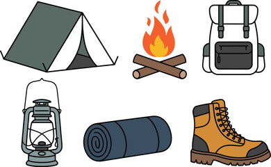 set of camping icons