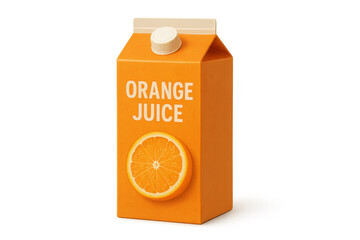Orange juice carton with transparent background representing refreshing beverage