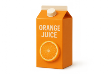 Orange juice carton with transparent background representing refreshing beverage