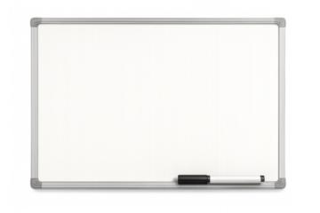 Empty whiteboard with marker pen on transparent background ready for brainstorming