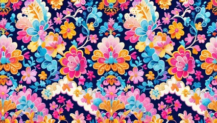 seamless image of colorful vibrant flowers, tileable, perfect for digital decorations, PowerPoint, and background