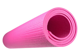 Roll of yoga mat isolated on transparent background