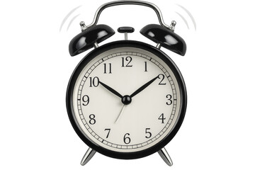Black alarm clock showing time on transparent background