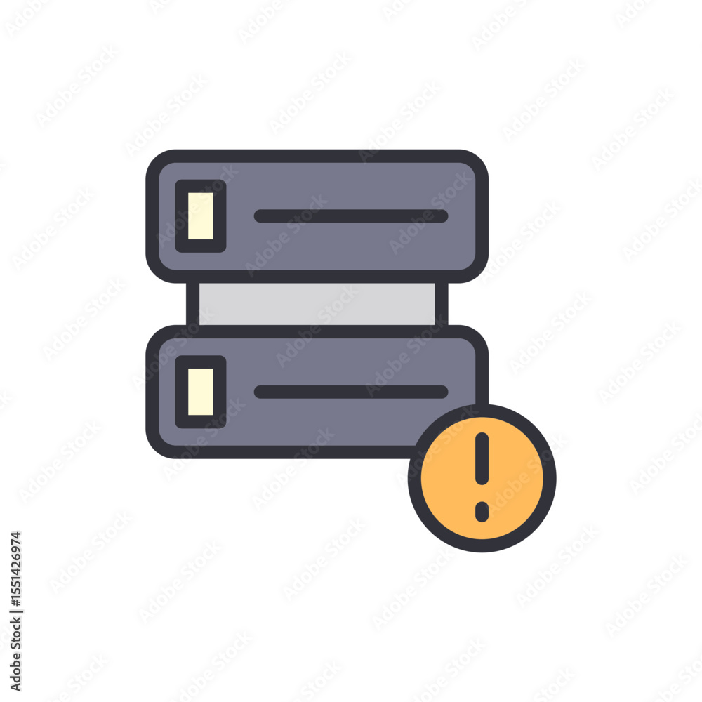 Poster server alert icon depicting network problem and system error