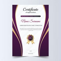 Luxury Purple Gold Certificate Template