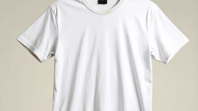 White short sleeved cotton T-shirt on a light background, casual clothing, plain tee shirt, apparel fashion, unisex garment