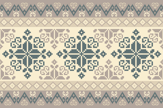 Geometric Pixelated Ethnic Textile Art - Powered by Adobe