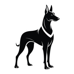 Elegant Black Silhouette of a Sleek and Noble Dog Breed Standing Tall in a Striking Side Profile View