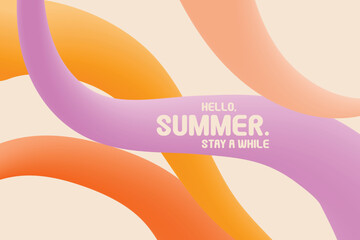 Summer abstract background with bright pastel colors hand drawn lines. Modern art minimalist style design template for sales, horizontal poster, header, cover, social media, fashion ads