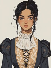 bridgerton character, cute illustration 