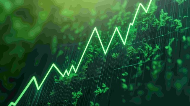 Climbing Chart with Green Vine and Growth Elements Against Abstract Background