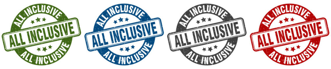 all inclusive stamp. all inclusive round stamp set isolated on white background